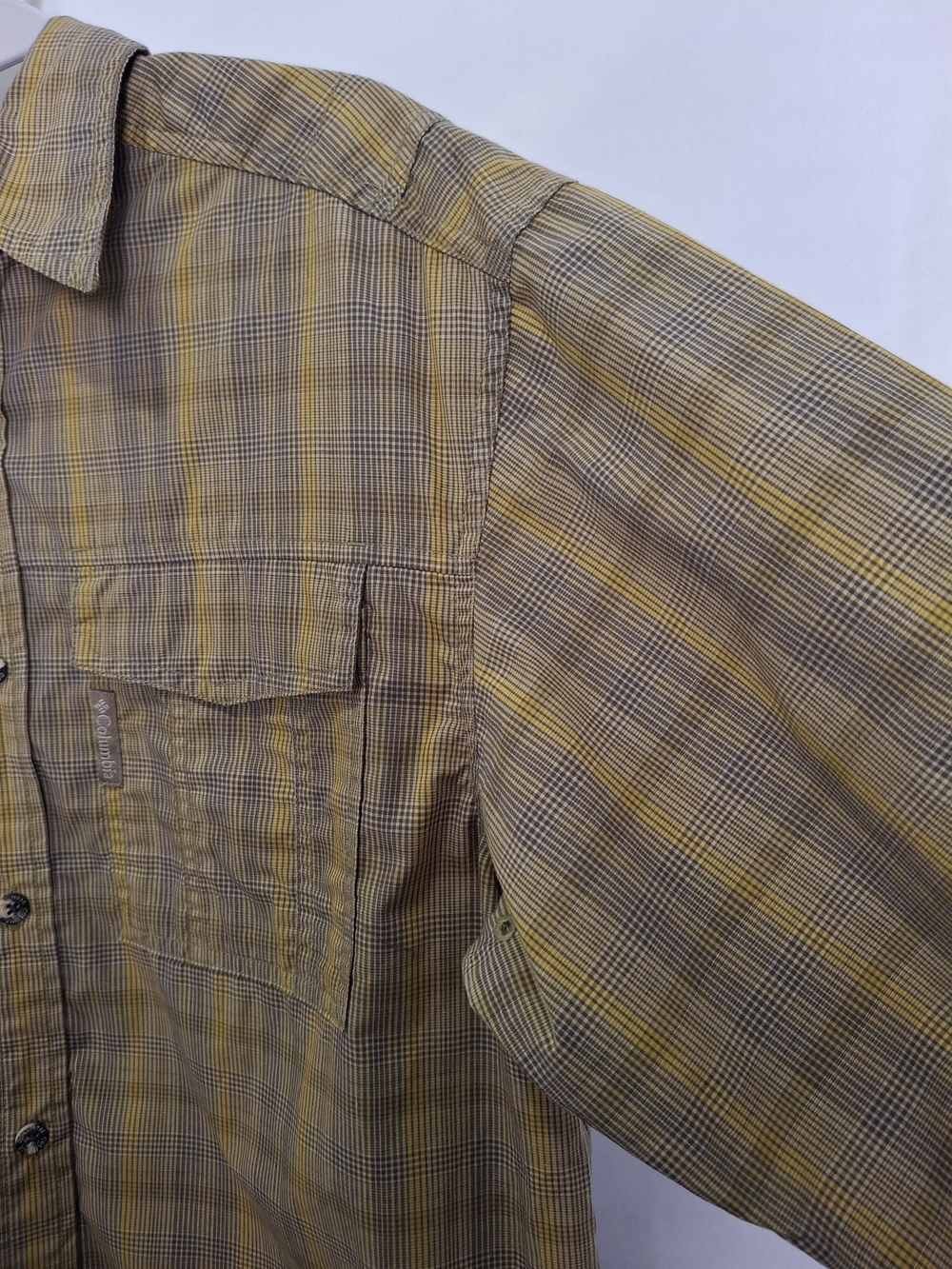 Columbia Men's Yellow Plaid Long-Sleeve Button-Down Shirt - Picture 4 of 9